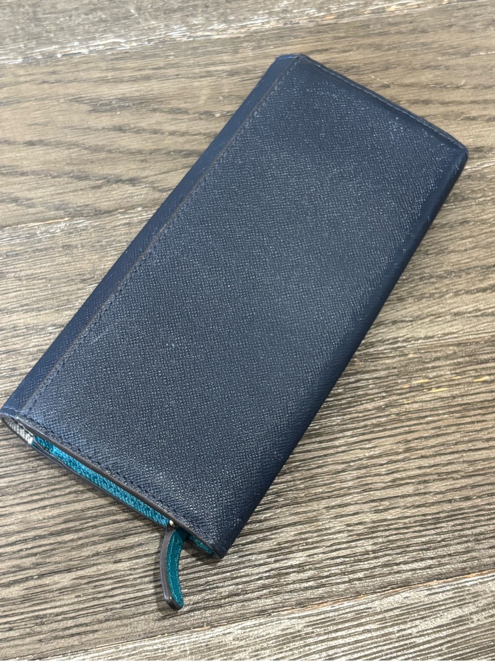Michael Kors • Fulton Saffiano Leather Wallet • Navy | Teal | White - Picture 14 of 15
